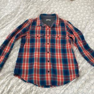 Outerknown top/M/L- fits like large. EUC. Plaid multi color